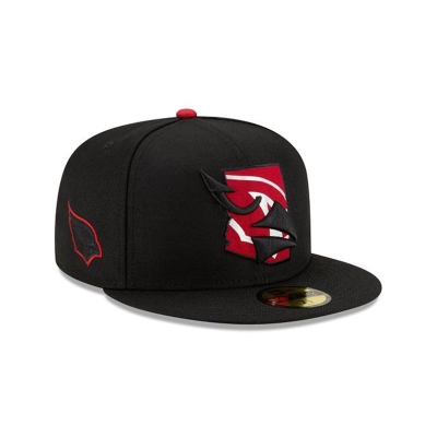 Black Arizona Cardinals Hat - New Era NFL State Logo Reflect 59FIFTY Fitted Caps USA6390745